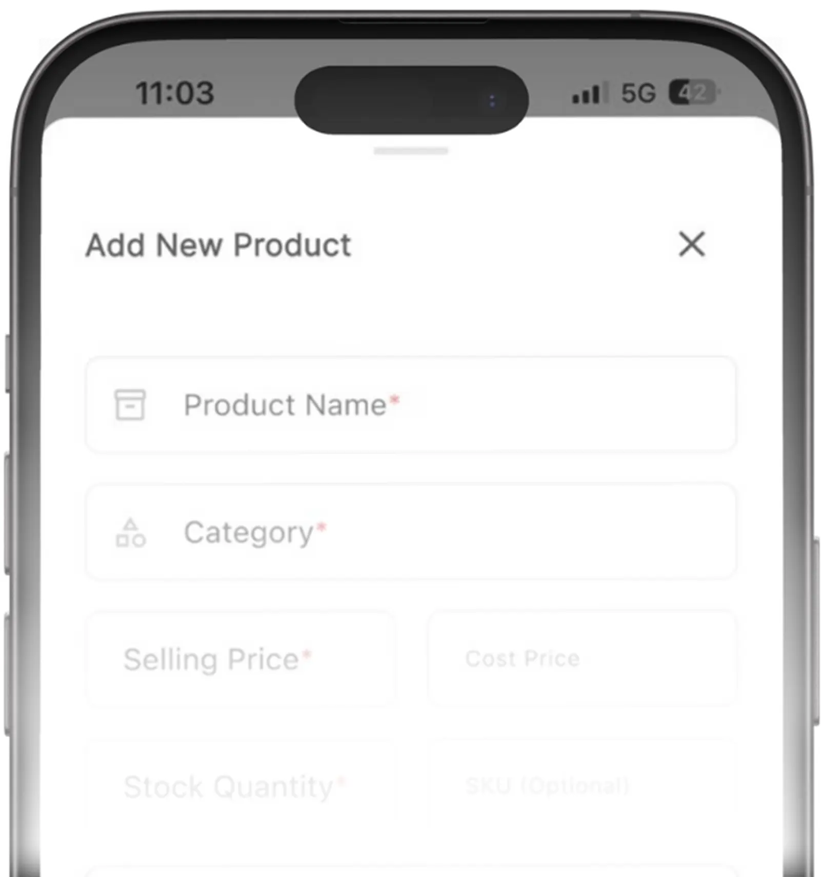 Karrybiz app add product page